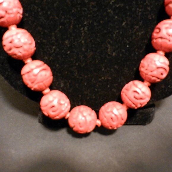Gorgeous 70' Chinese Cinnabar Hand Made (Red) Knotted Necklace 30" Long 3440 - Picture 2 of 6
